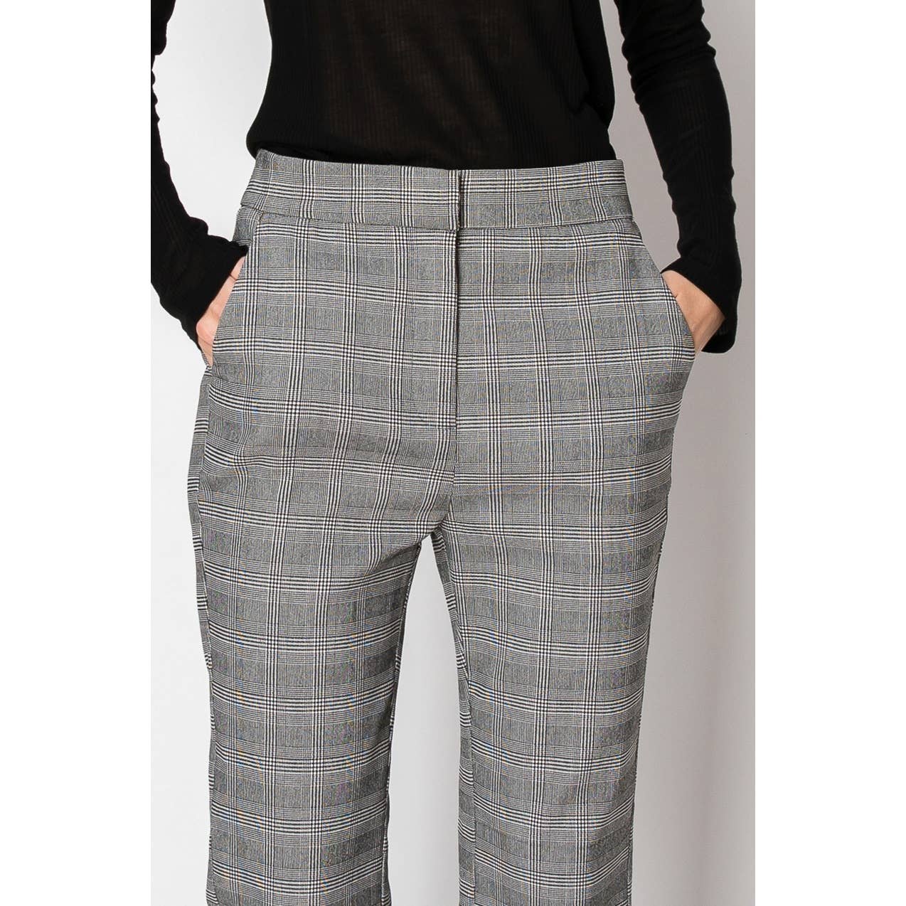 Plaid High Waisted Ankle Length Office Pants