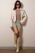 Cropped Double Lapel Lightweight Trench Jacket