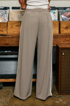 Micro-Stripe Side-Piping Wide-Leg Pants