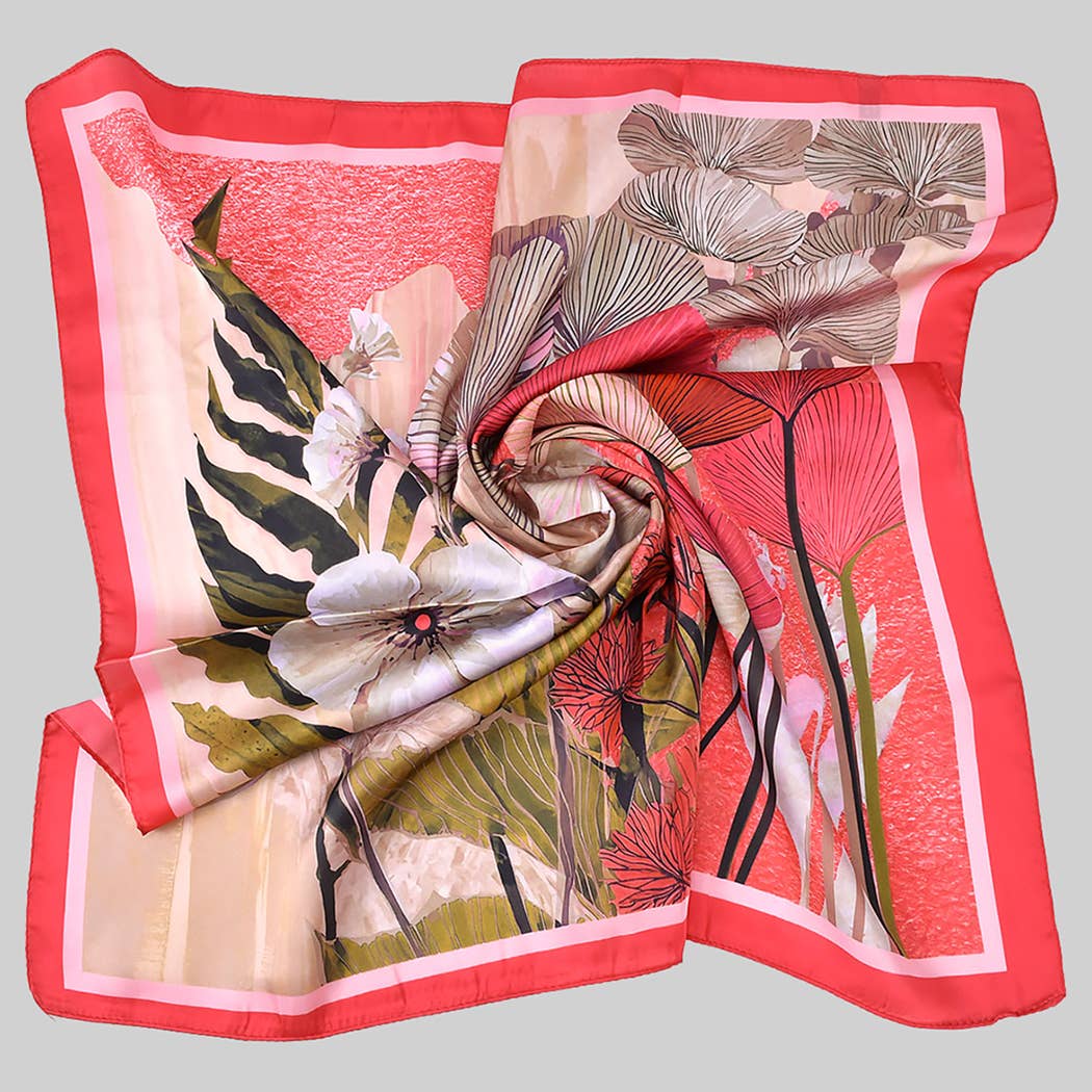 FLORAL VACATION VIBES SILKY SQUARE SCARF