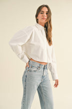Boss Girl Cropped Buttondown Shirt