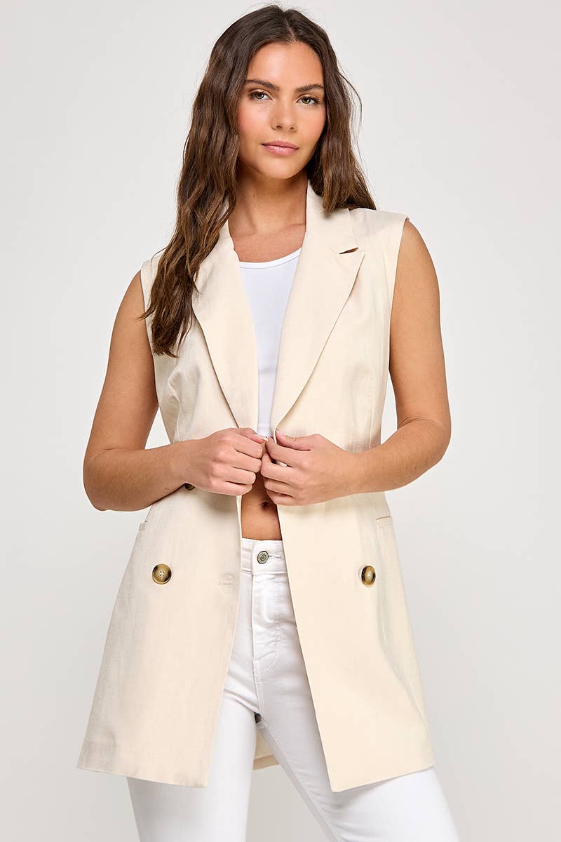 Linen sleeveless vest dress