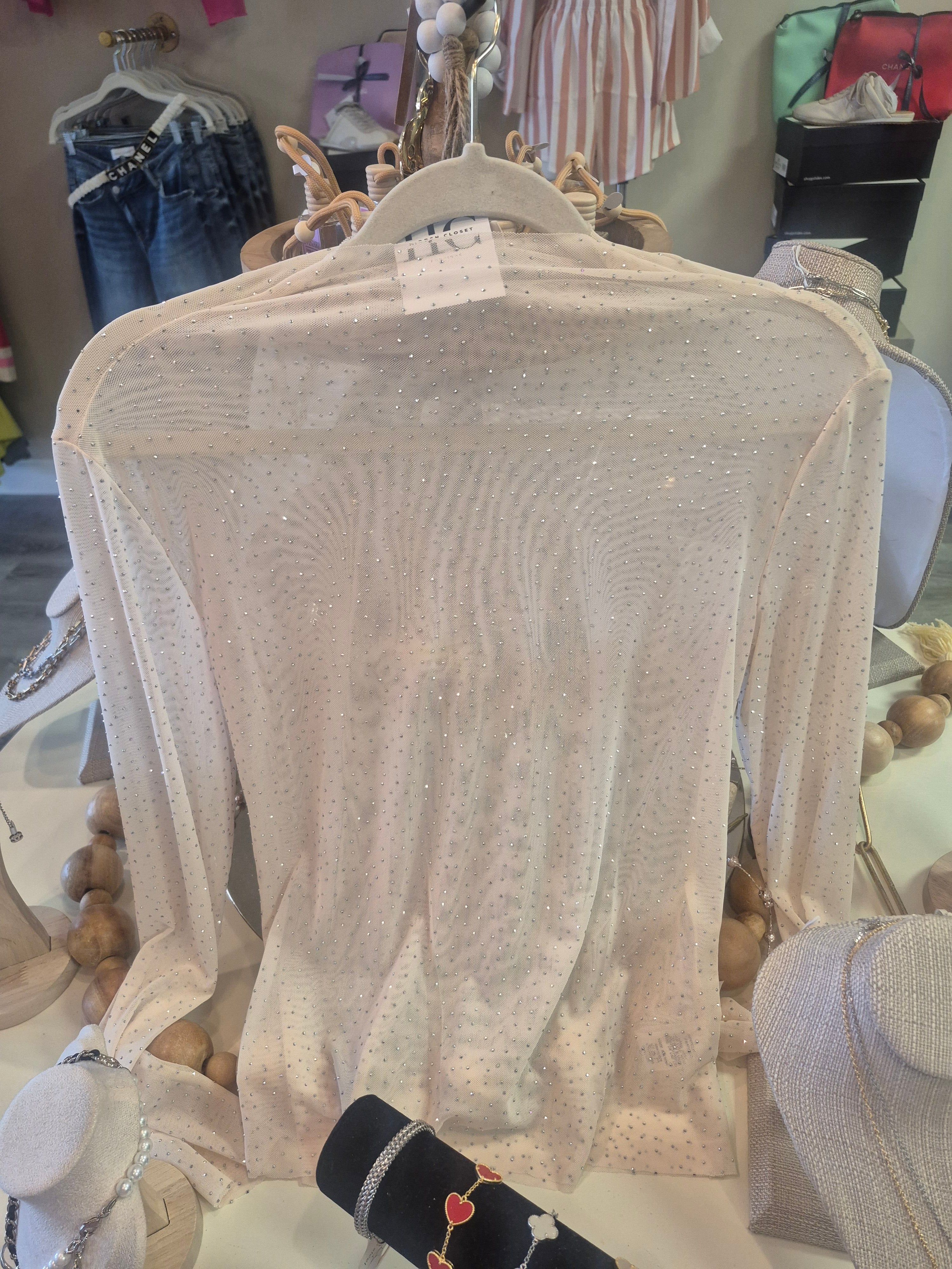 Sheer Rhinestone Top