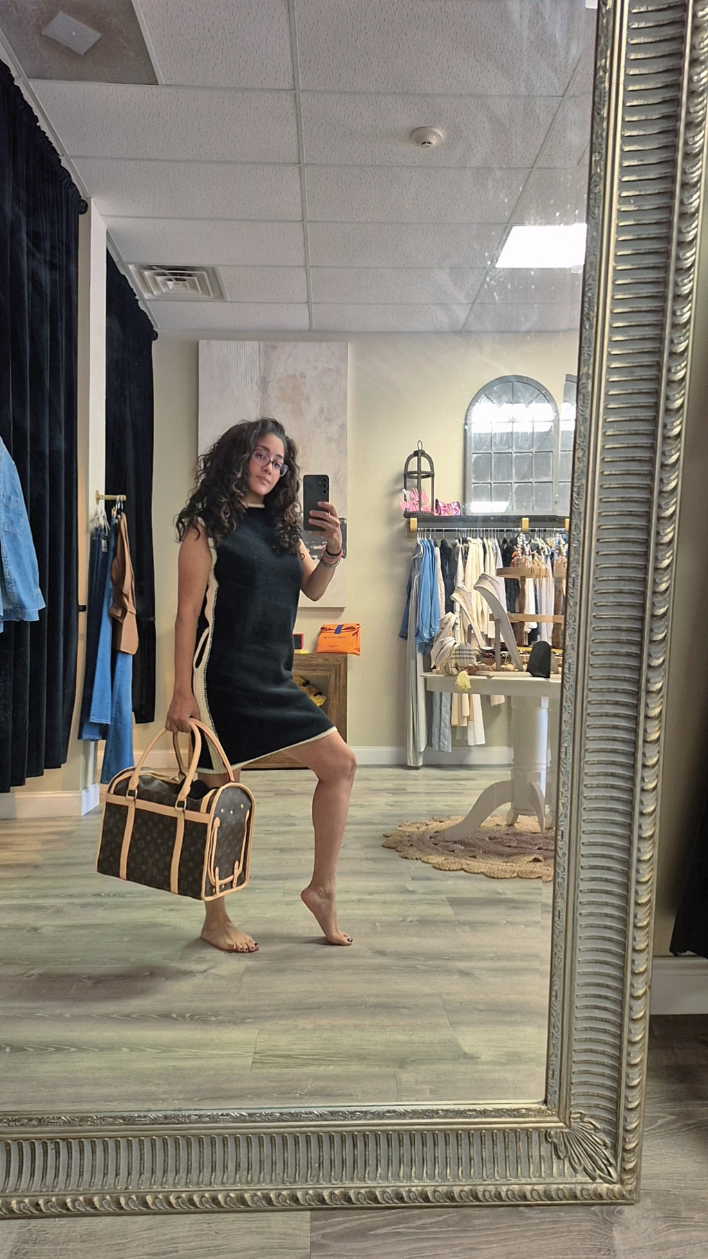 Black/Cream NYC Dress with pockets
