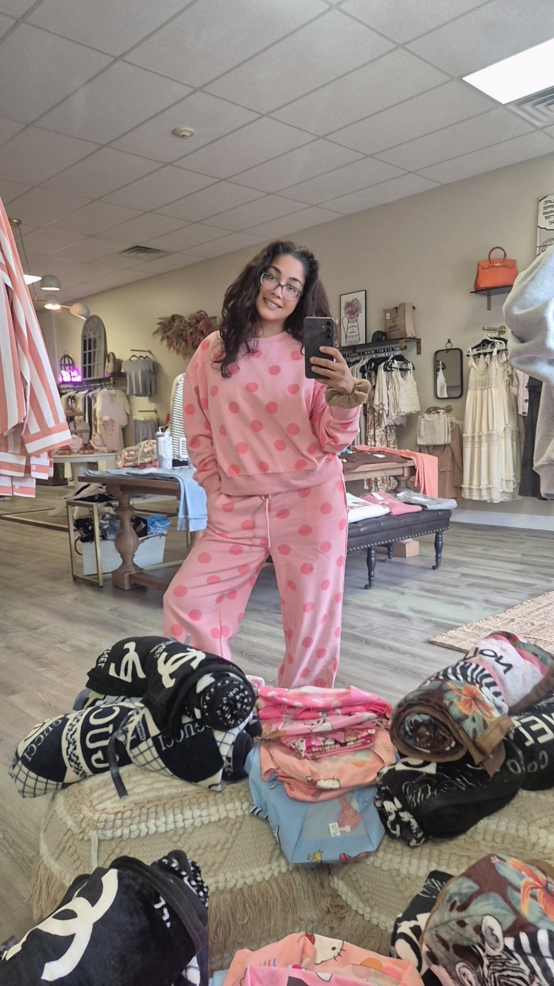 Pink Polka Dot Jogger set