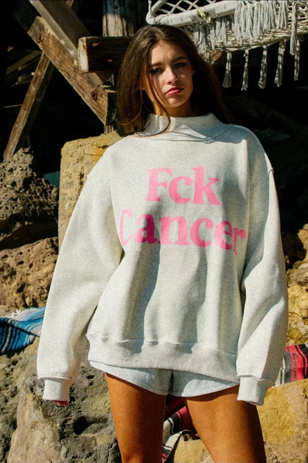 Fck Cancer/Support the fighters Reversible Mockneck